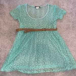 Light blue shirt with belt